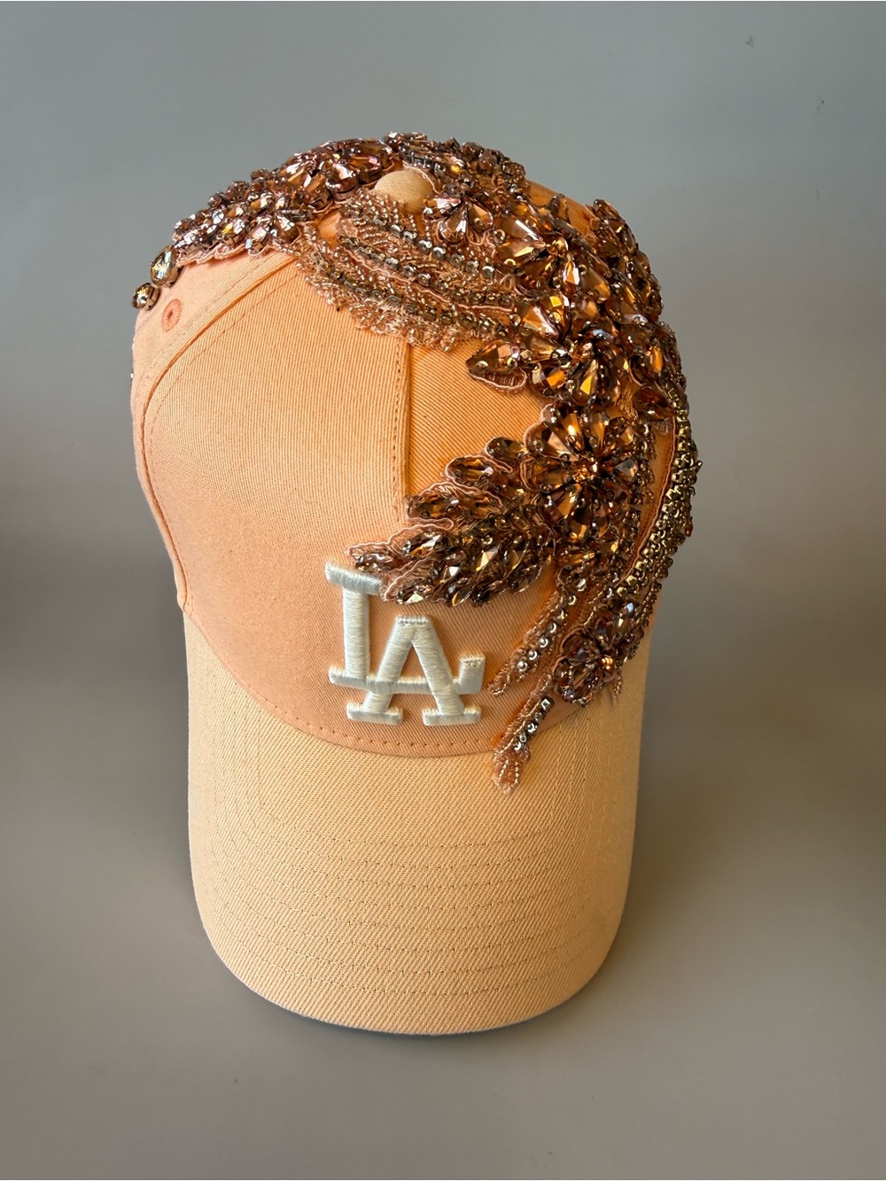 New Era Peach LA Embellished Crystal Statement Cap